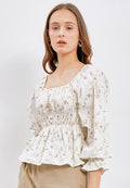 Printed Top with Smocked Details