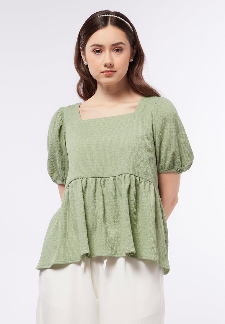 Square Neck Puff Sleeve Blouse