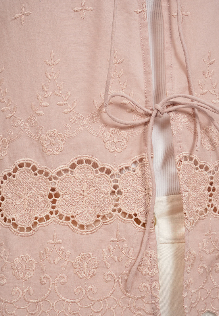 Round Neck Eyelet Blouse