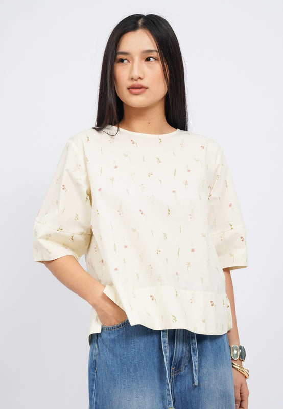 Round Neck Printed Blouse