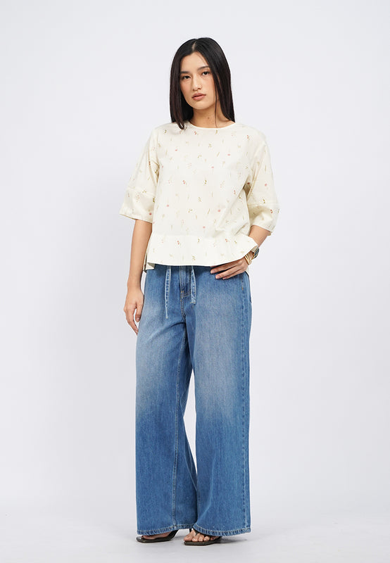 Round Neck Printed Blouse