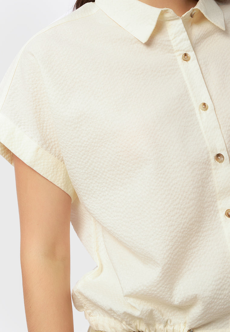 Cap Sleeve Blouse with Tied Hemline