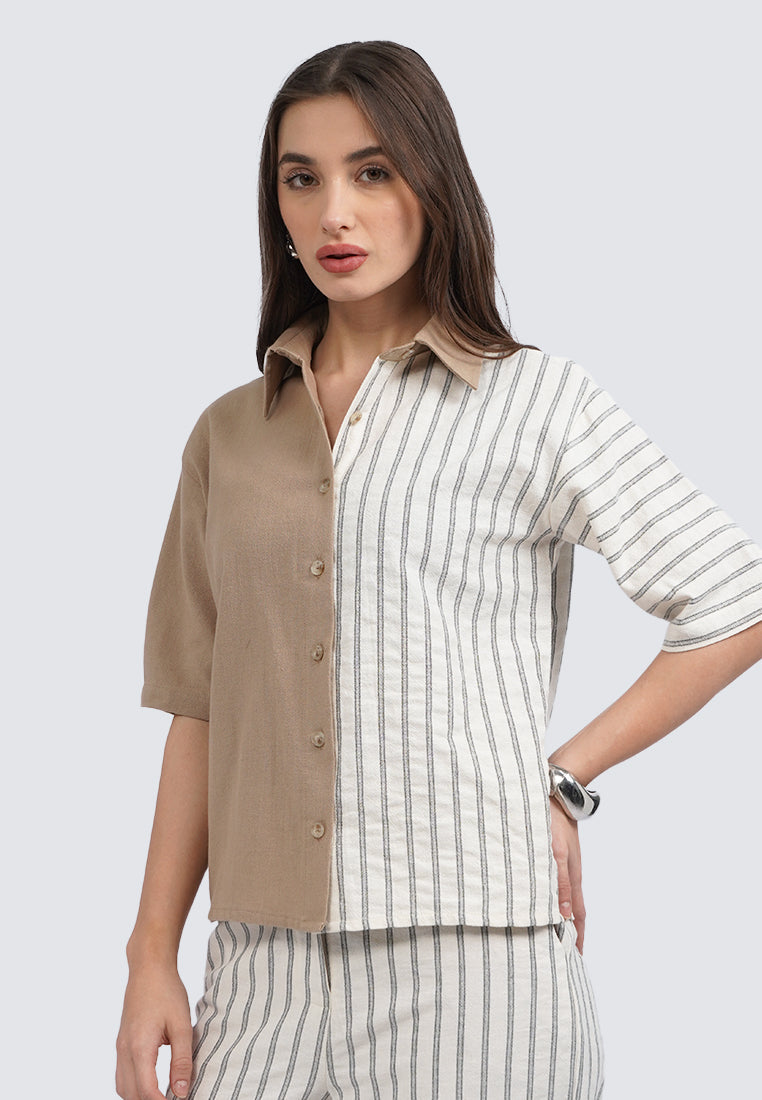 Stripes Detail Short Sleeve Blouse