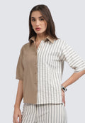 Stripes Detail Short Sleeve Blouse