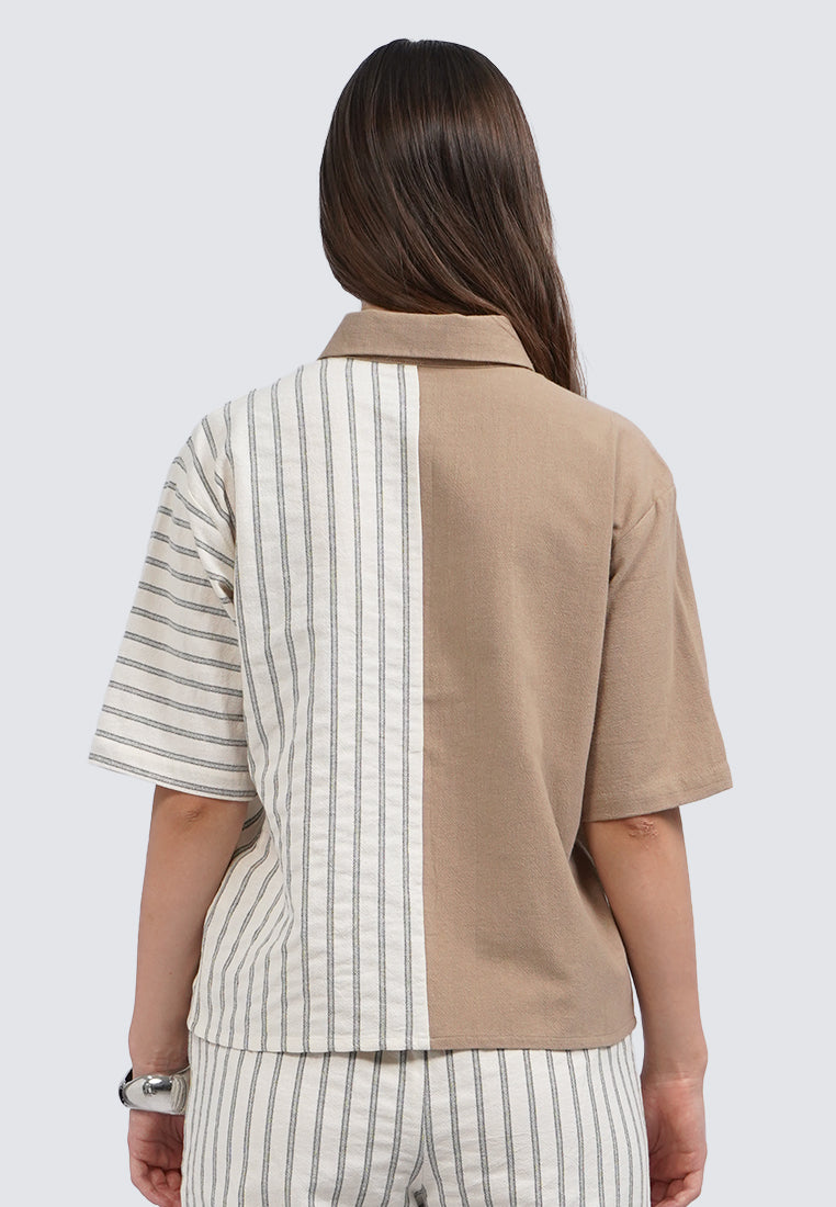Stripes Detail Short Sleeve Blouse