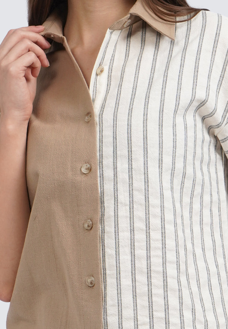 Stripes Detail Short Sleeve Blouse
