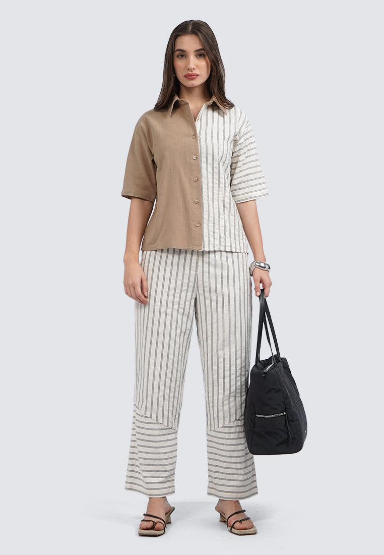 Stripes Detail Short Sleeve Blouse