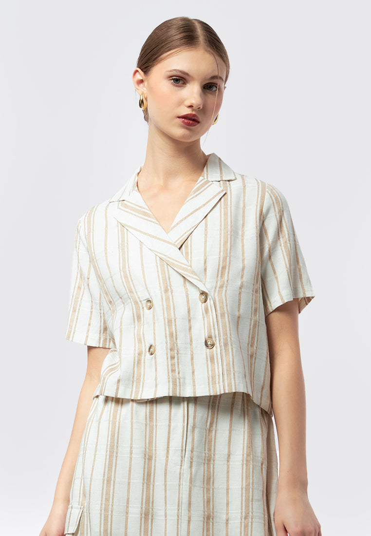 Short Sleeve Blouse with Lapel