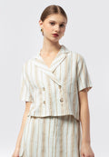 Short Sleeve Blouse with Lapel