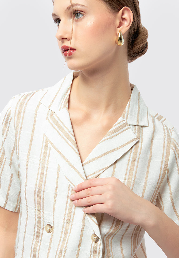 Short Sleeve Blouse with Lapel