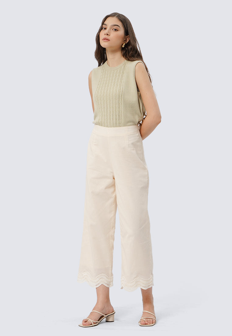 Scallop Hem Loose Pants