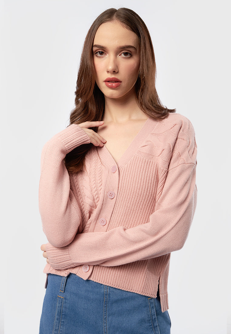 Long Sleeve Cable Knit Cardigan