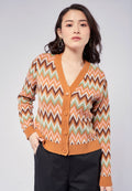 V-neck Printed Loose Cardigan