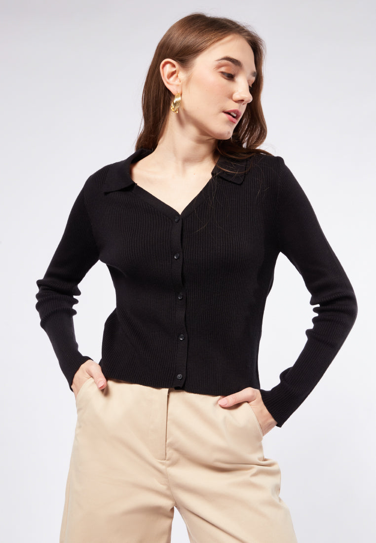 Fitted Cardigan with Collar