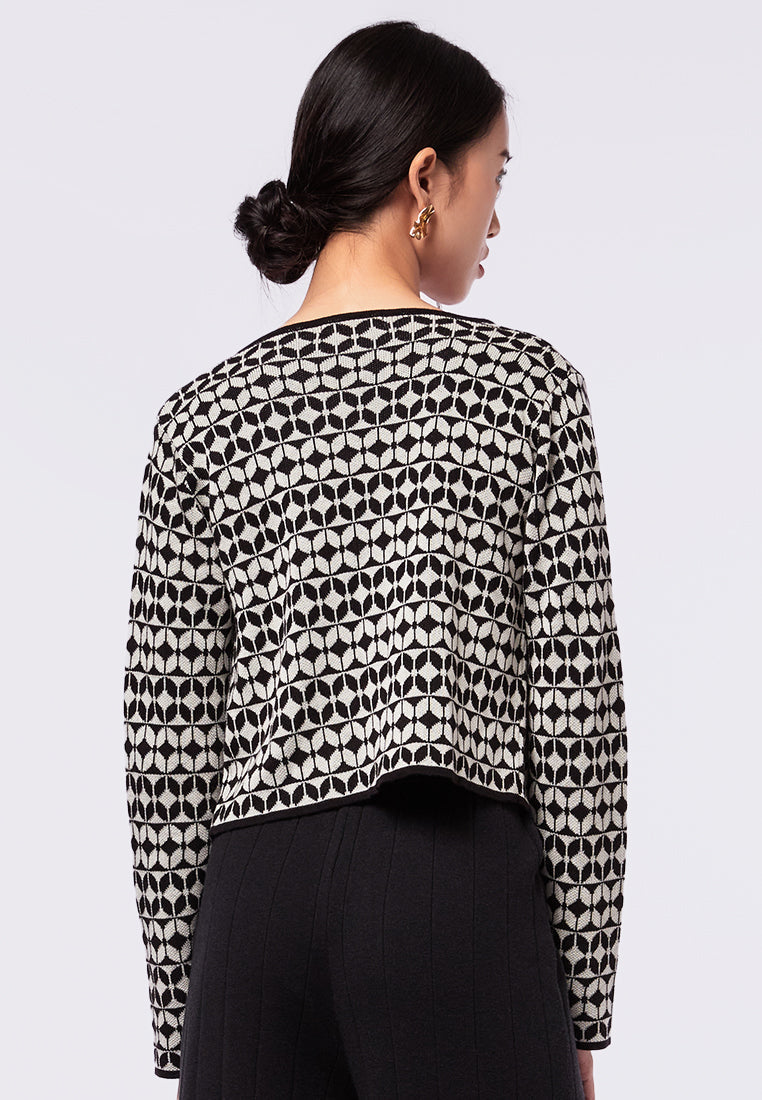 Printed Cardigan with Tie Closure