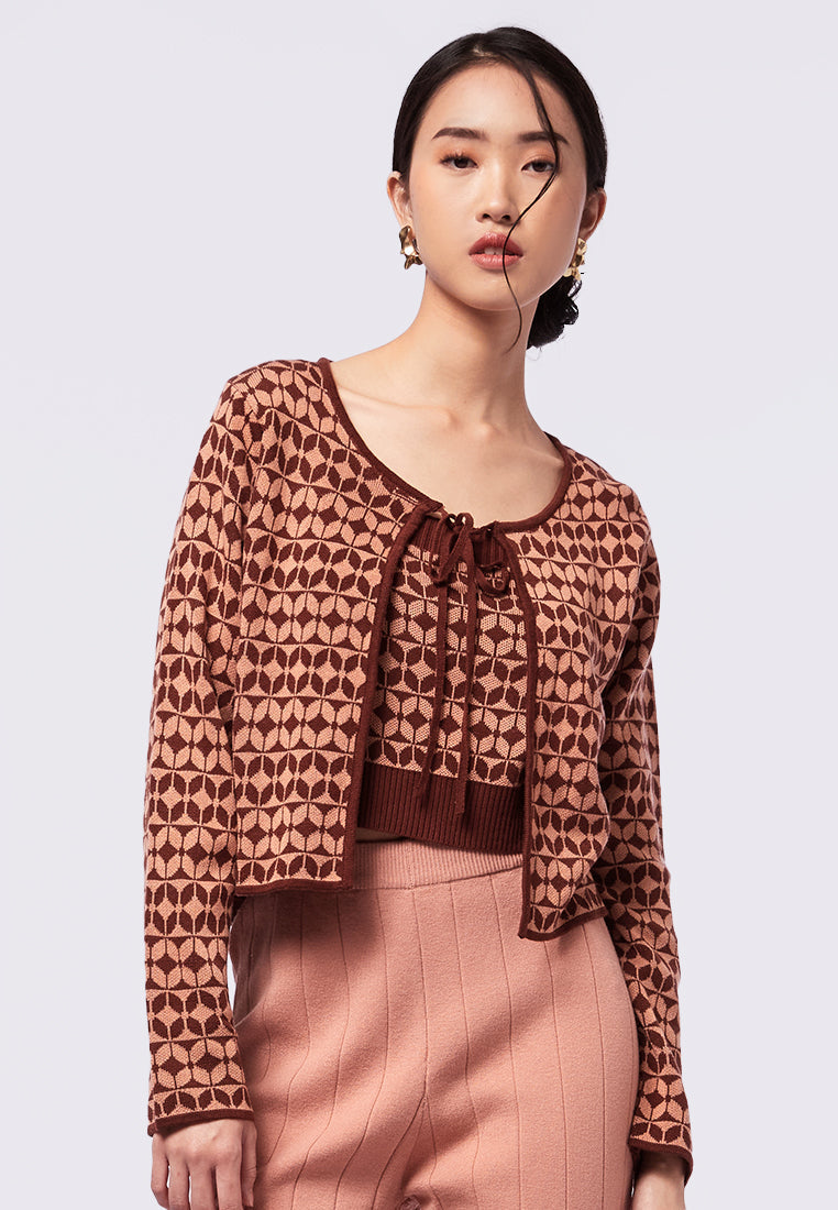 Printed Cardigan with Tie Closure
