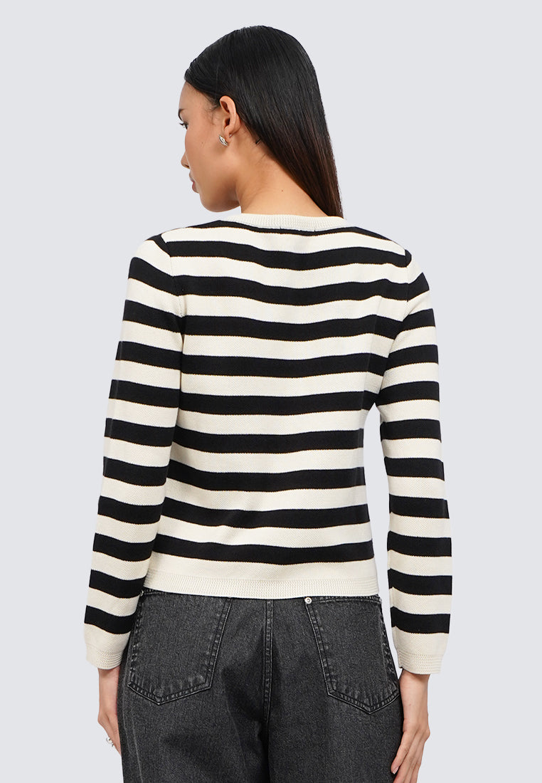 Stripes Round Neck Cardigan