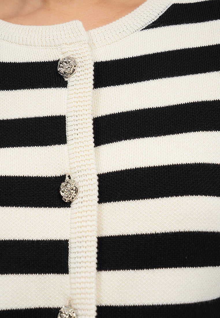 Stripes Round Neck Cardigan