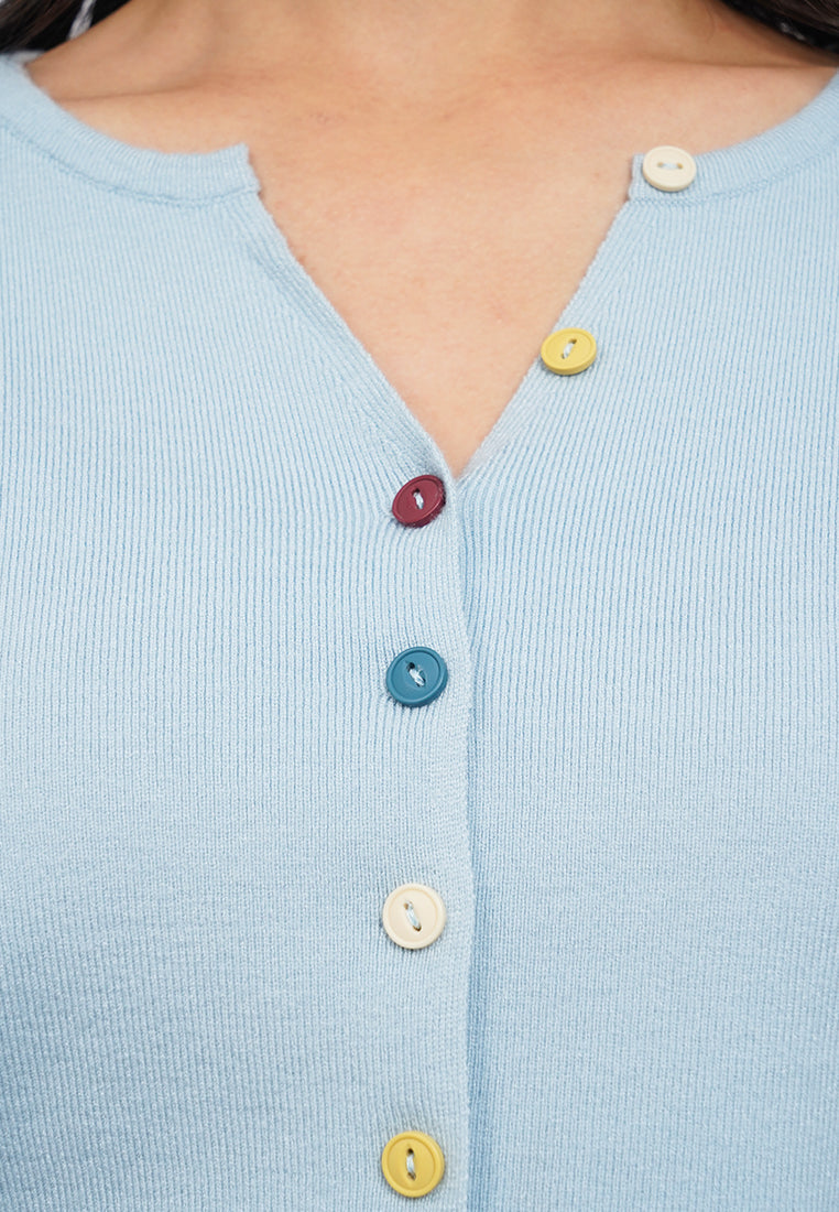 Cardigan with Multicolor Button