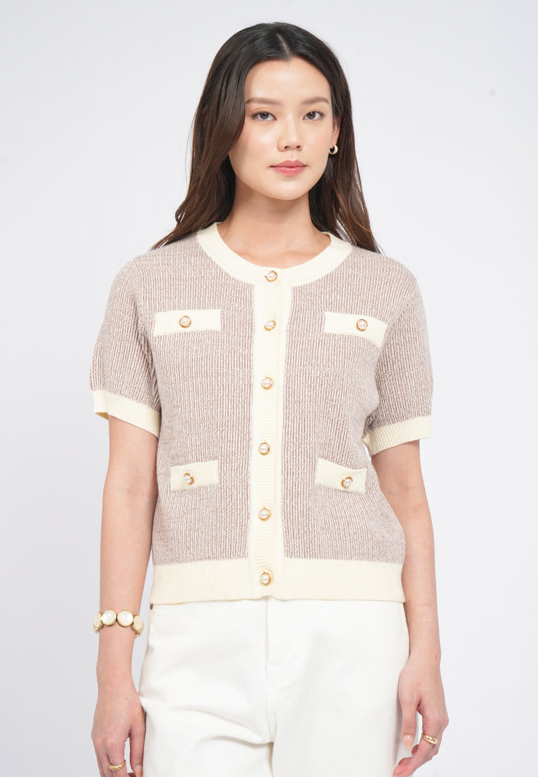 Round Neck Short Sleeve Knit Top