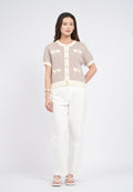 Round Neck Short Sleeve Knit Top