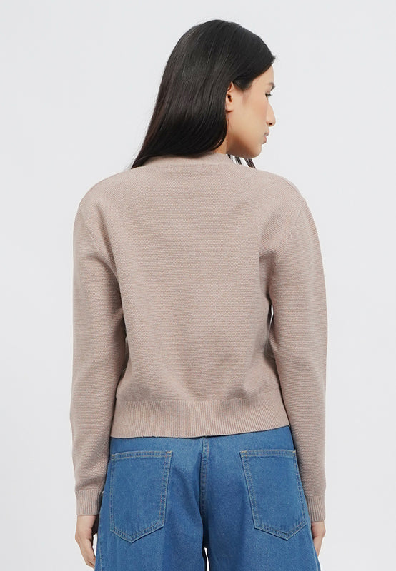 Round Neck Long Sleeve Cardigan