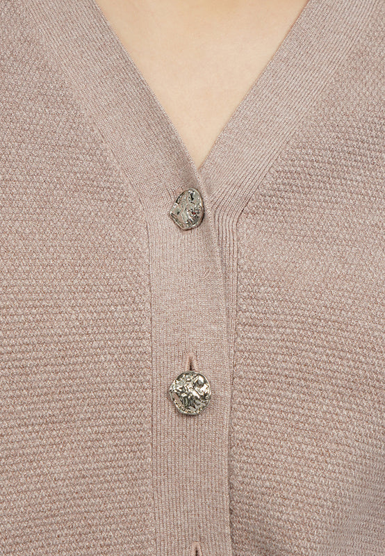 Round Neck Long Sleeve Cardigan