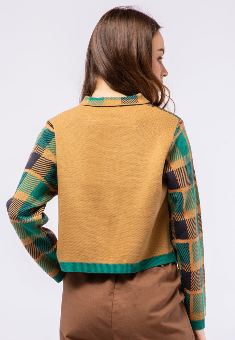 Long Sleeve Checked Cardigan