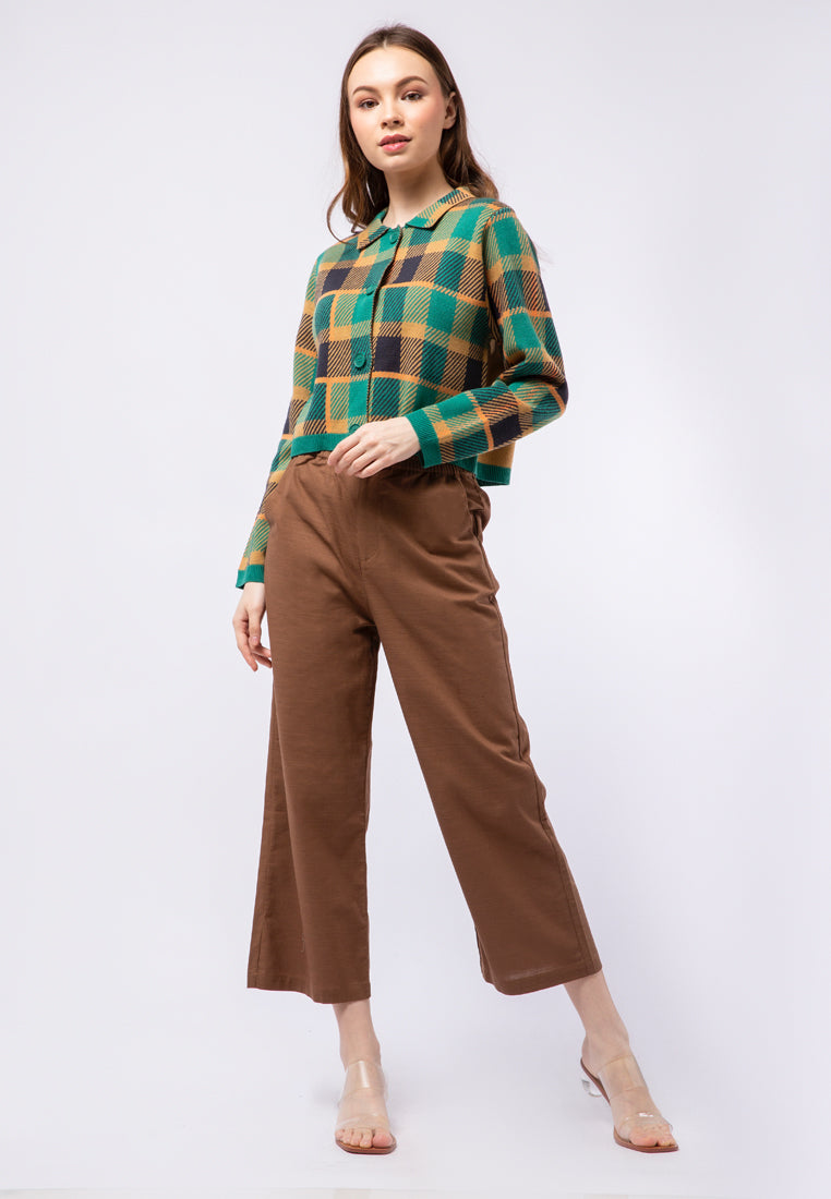 Long Sleeve Checked Cardigan