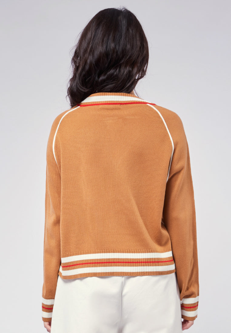 Knit Cardigan with Stripe Details