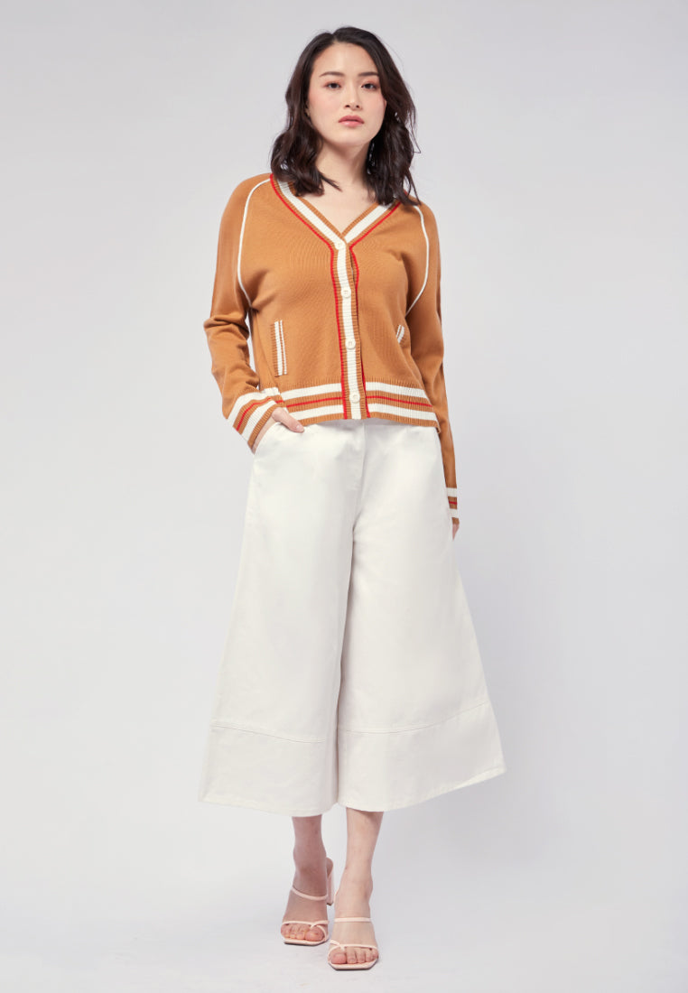 Knit Cardigan with Stripe Details