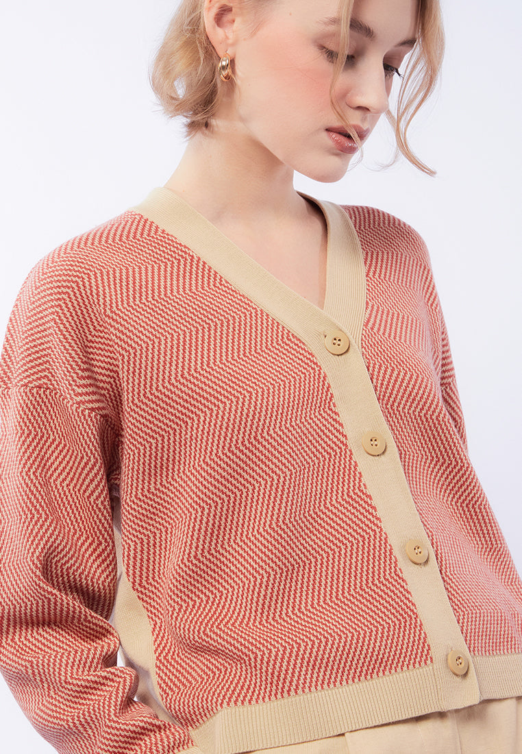 Printed Cardigan with Matte Button