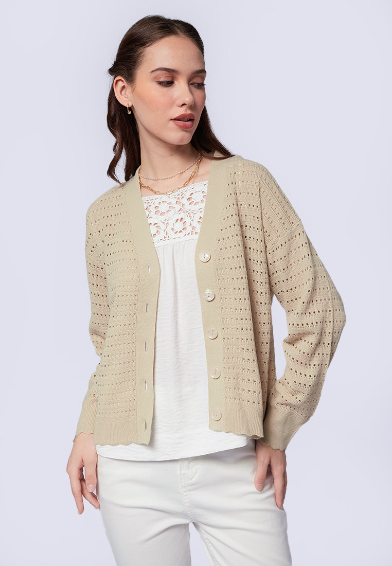 V-Neck Textured Cardigan