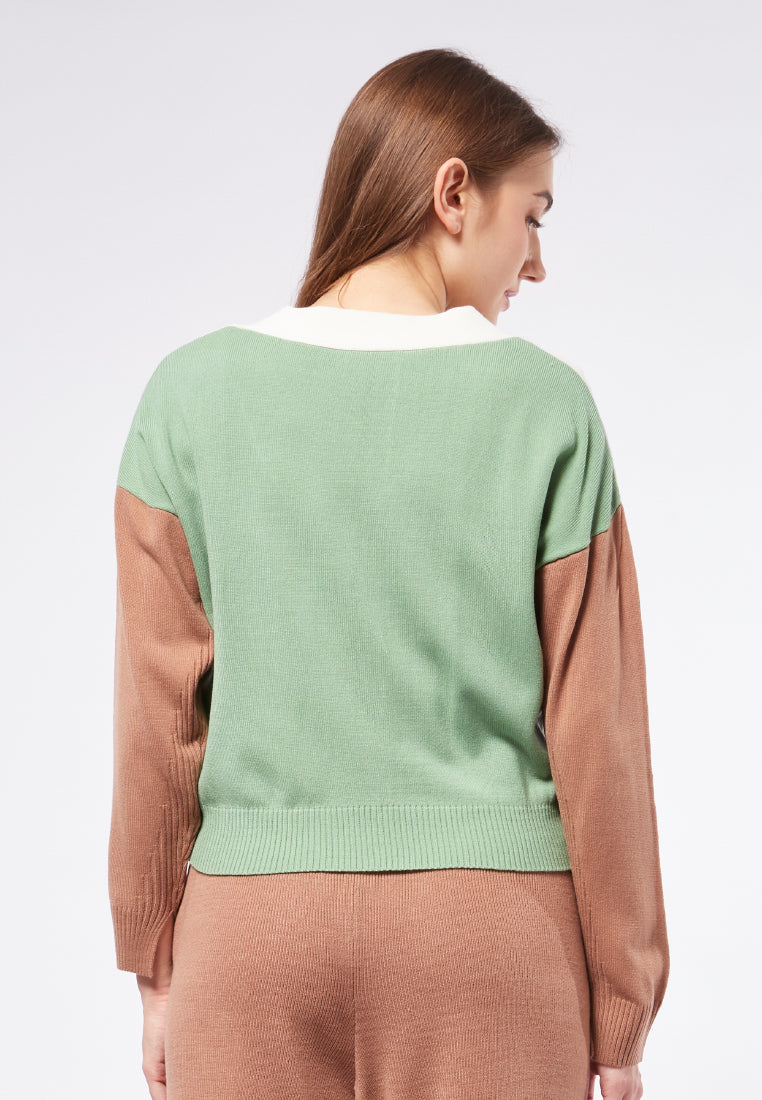 Colorblock Long Sleeve Cardigan