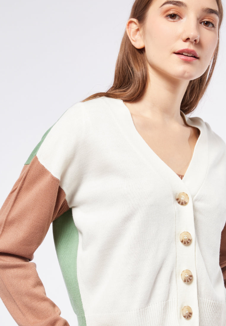 Colorblock Long Sleeve Cardigan