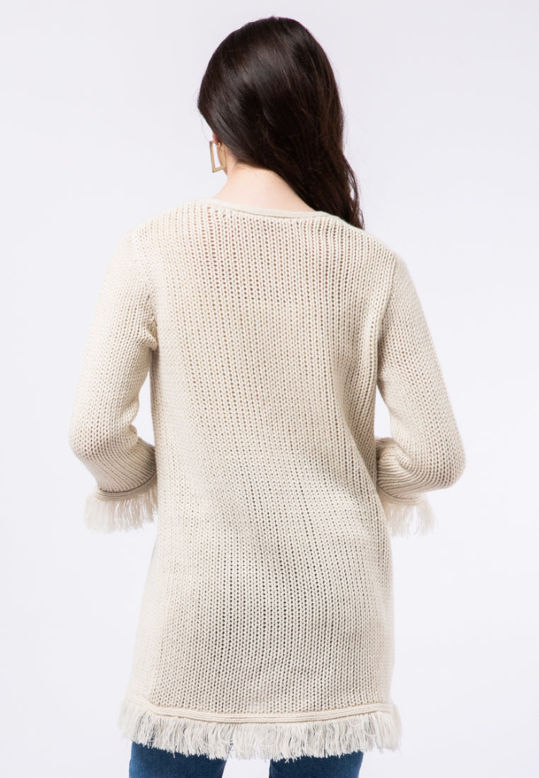Long Cardigan with Tassel Details