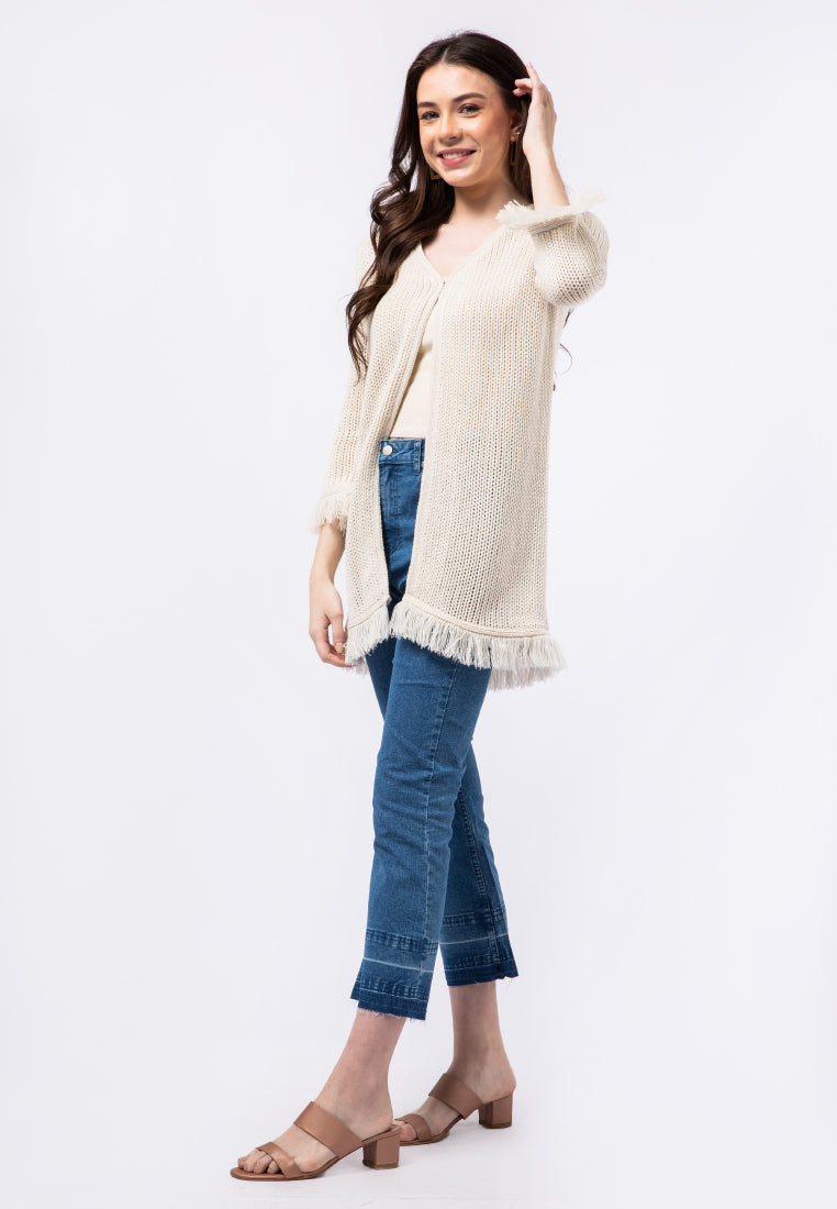 Long Cardigan with Tassel Details