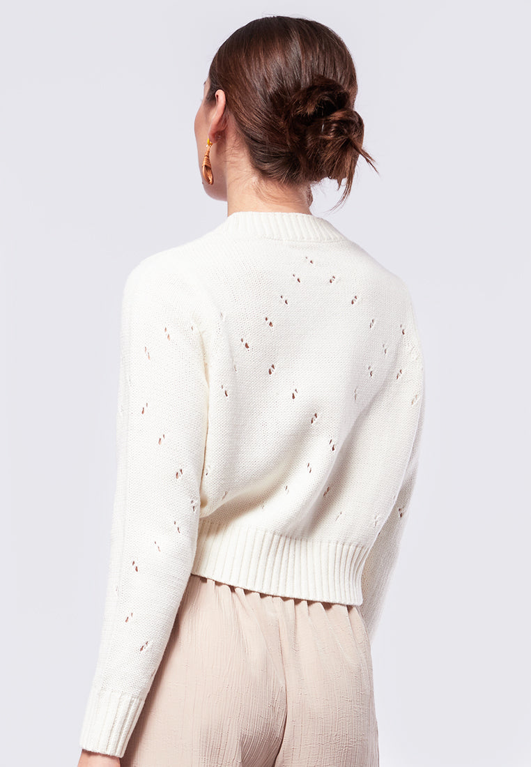 Embroidered Long Sleeve Crop Cardigan