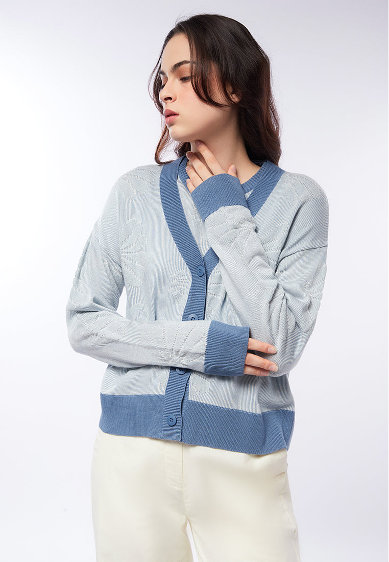 V-Neck Printed Cardigan