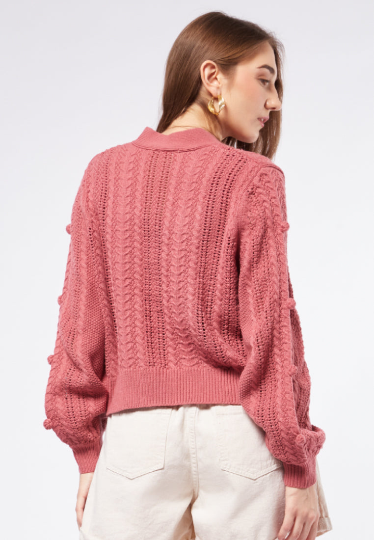 Puff Sleeve Knit Cardigan