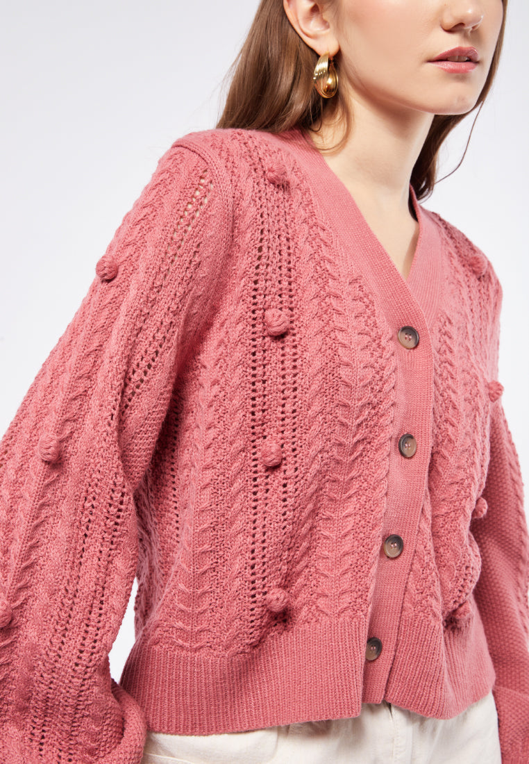 Puff Sleeve Knit Cardigan