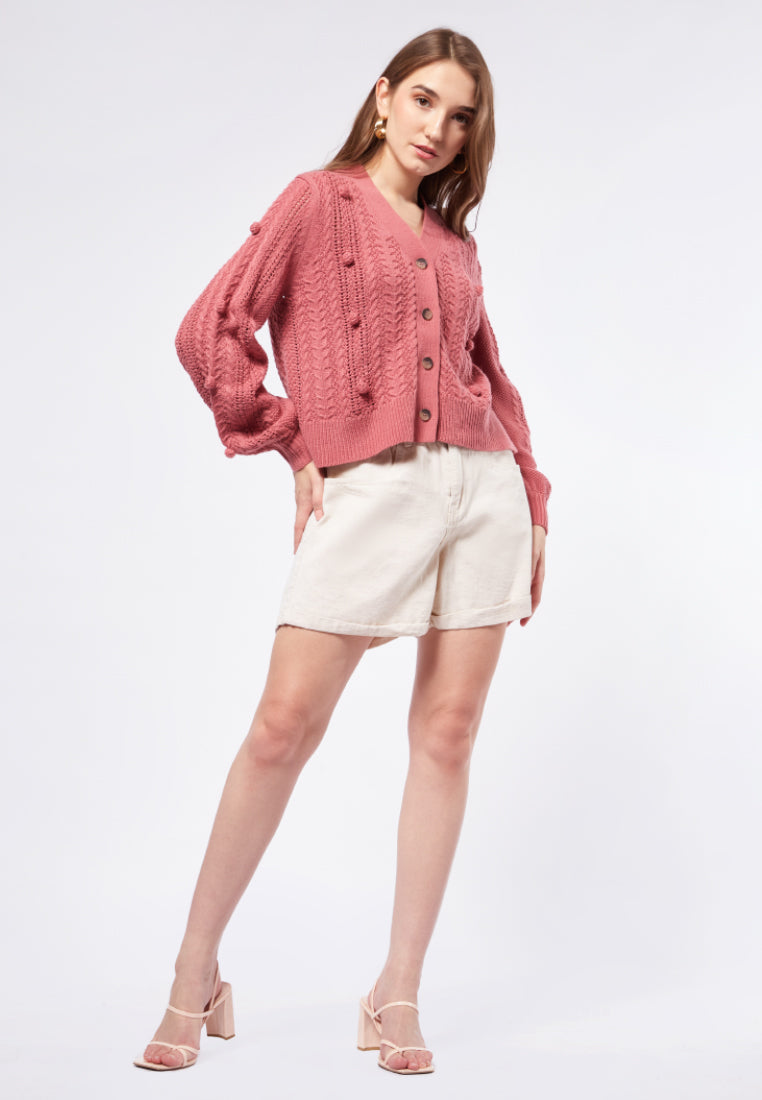 Puff Sleeve Knit Cardigan