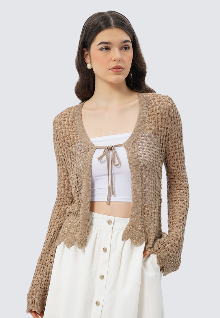 Tied Long Sleeve Knit Cardigan