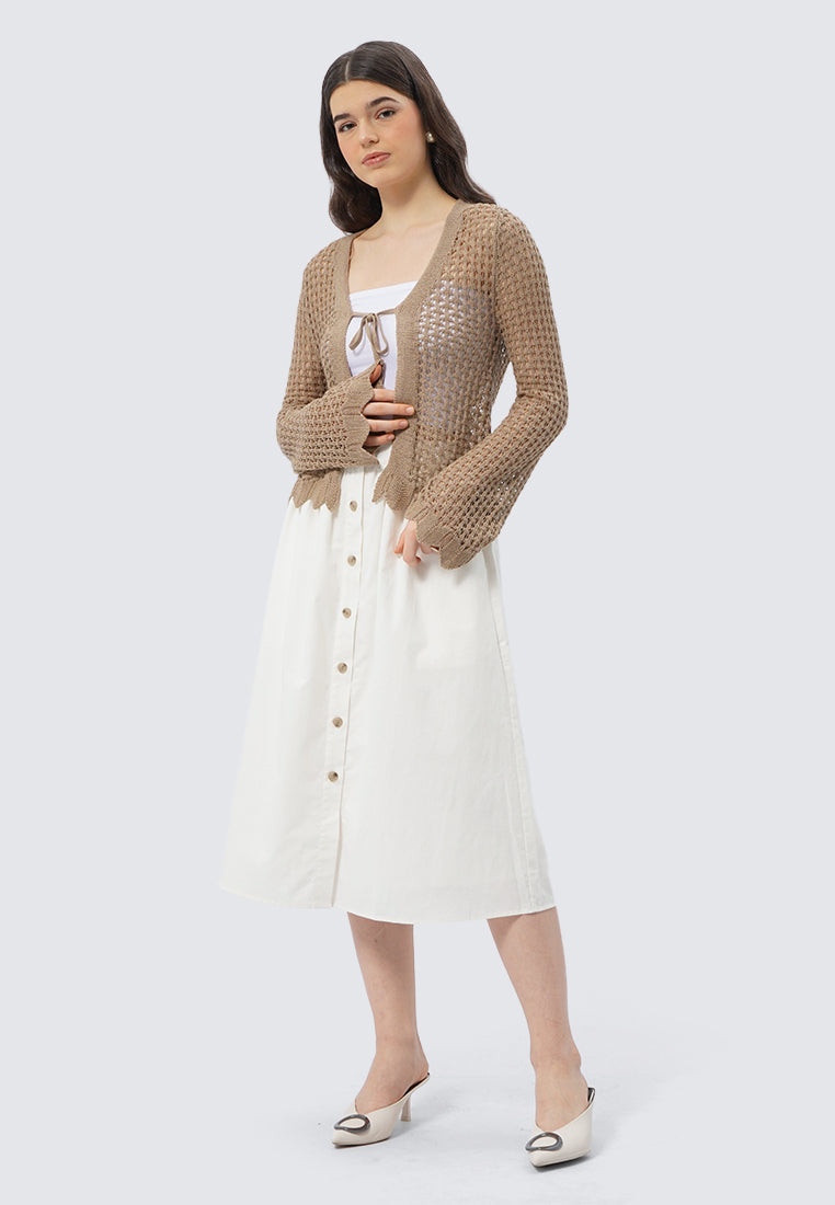 Tied Long Sleeve Knit Cardigan