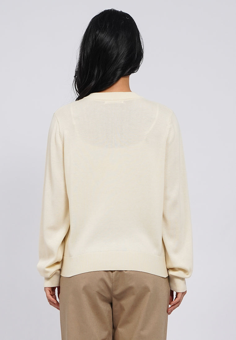 Embroidered Round Neck Cardigan