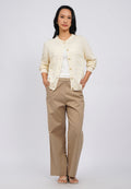 Embroidered Round Neck Cardigan