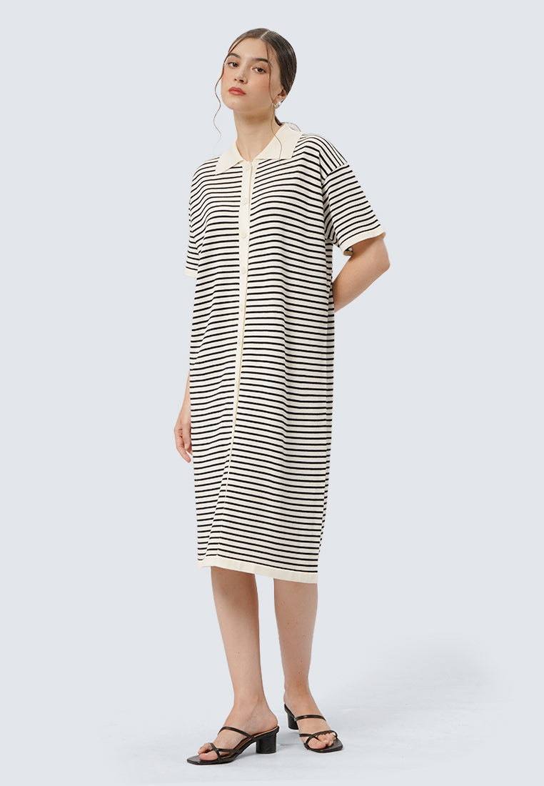 Stripes Short Sleeve Knit Dress