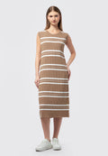 Sleeveless Stripes Knit Midi Dress