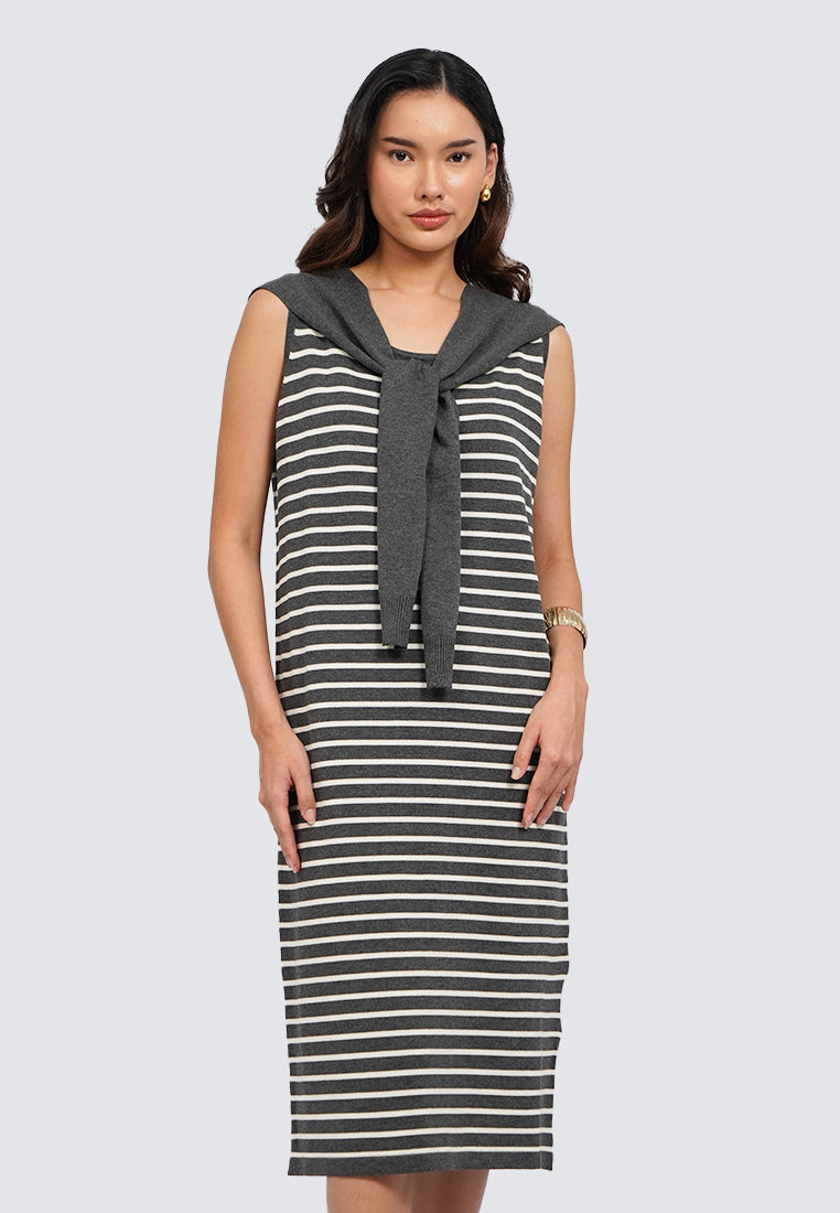 Stripe Midi Dress with Tie Details