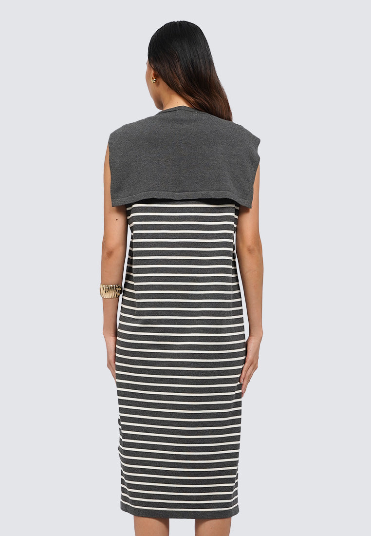 Stripe Midi Dress with Tie Details